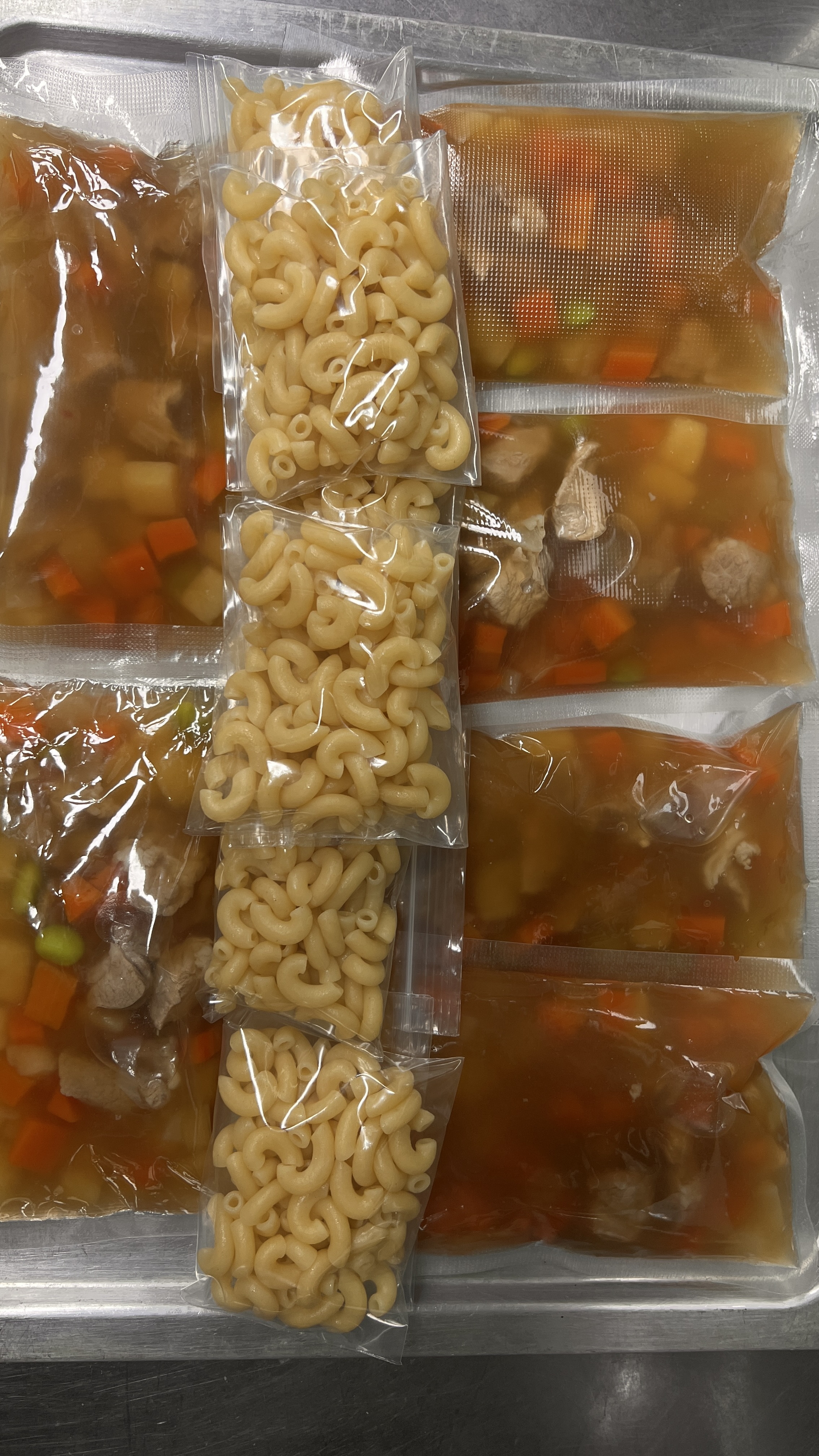Home style pork vegetable macaroni soup