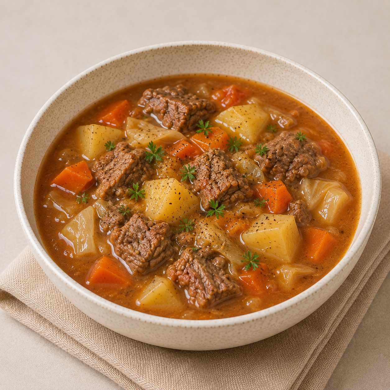 Braised beef veg soup